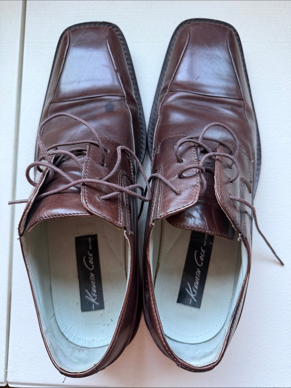 Kenneth Cole Brown Leather Lace-Up Dress Oxfords
